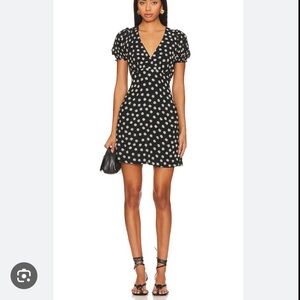 Faithfull the Brand Black and White Polka Dot Mini Dress